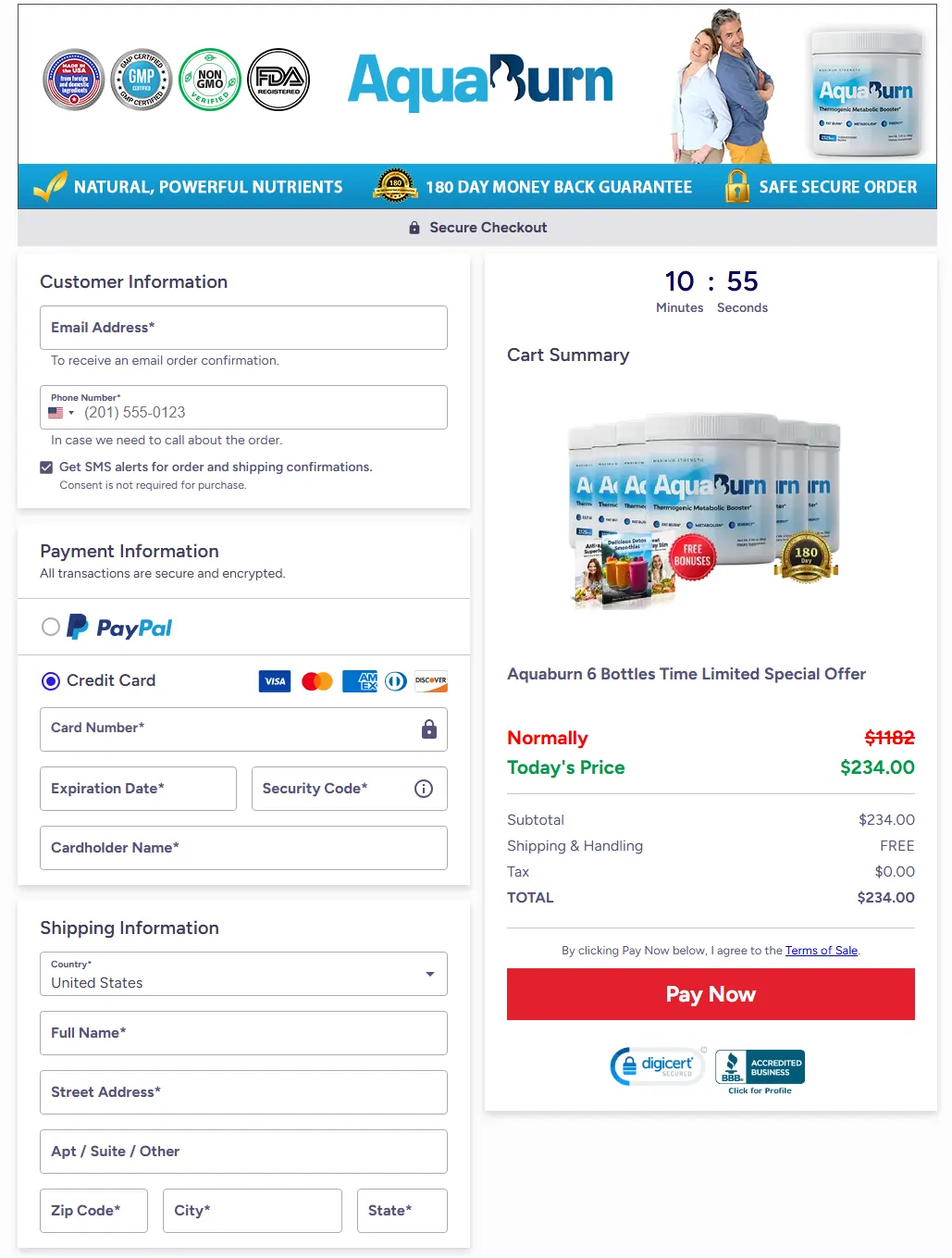 AquaBurn Checkout Page